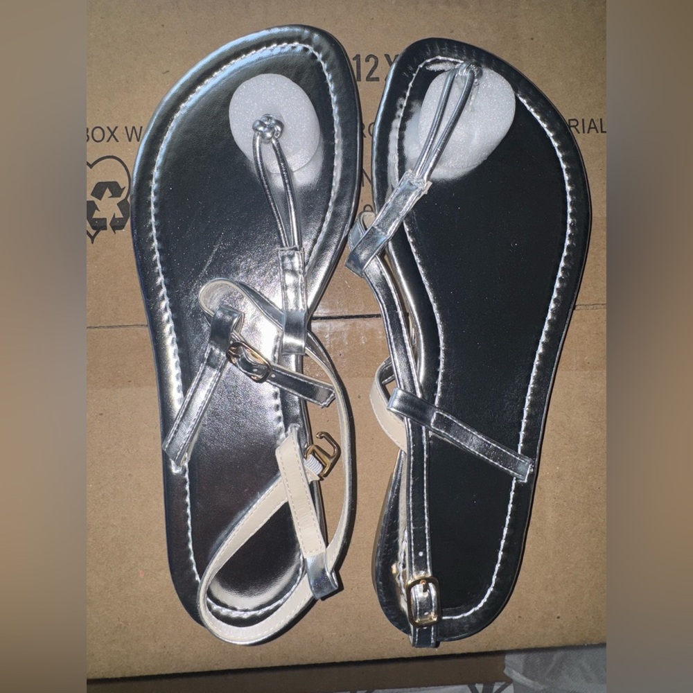 2 Pair. 1 gold & silver sandal women’s size 8 strappy Sandals